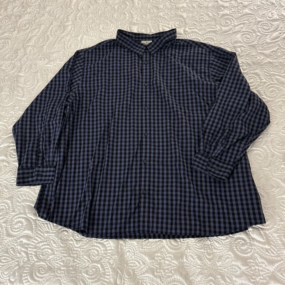 Liberty Blues Shirt Big Mens Size 5XL Long Sleeve Gingham Plaid Blue Black